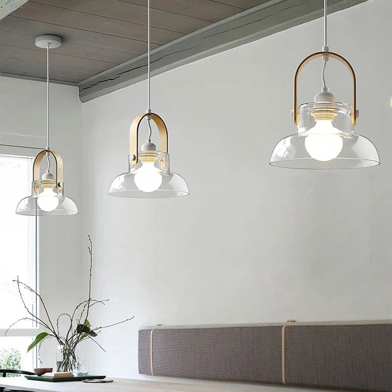 suspension moderne en verre avec fil réglable pour décoration intérieure