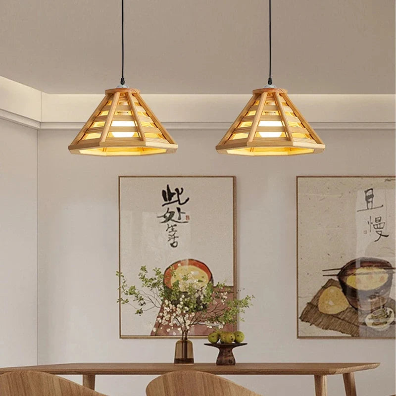 suspension en bois moderne avec éclairage led pour intérieur