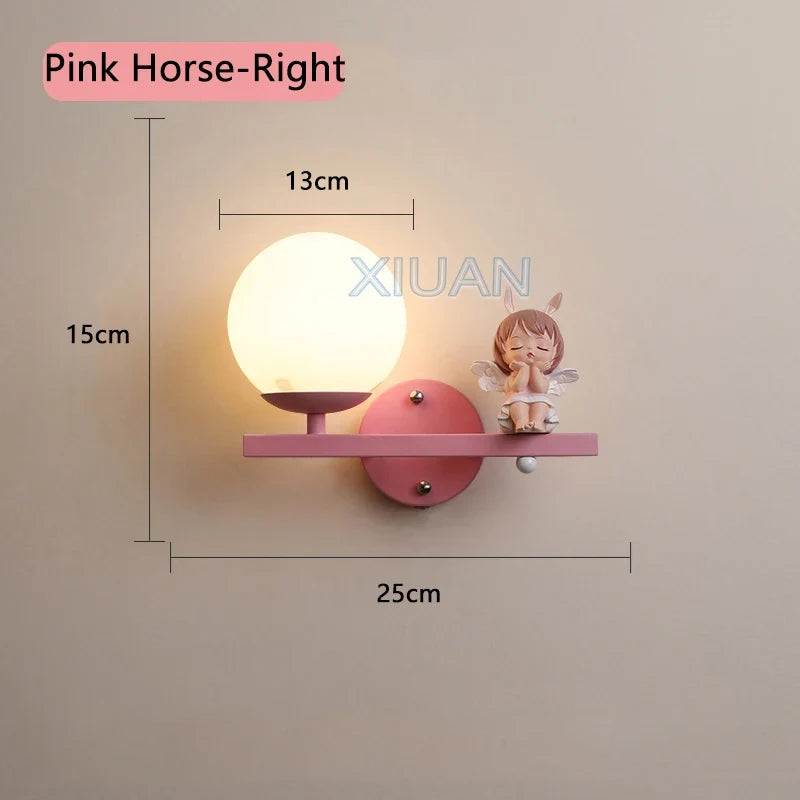 applique murale enfant avec motifs princesse cheval et lapin