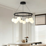 lustre suspension led en forme de haricot avec suspension cerise