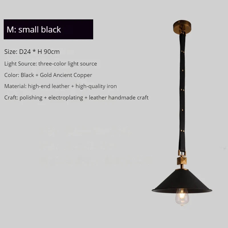 lustre moderne en cuir avec suspension lumière et verre cristal