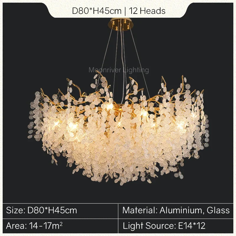 lustre en cristal doré style européen décoration intérieure élégante