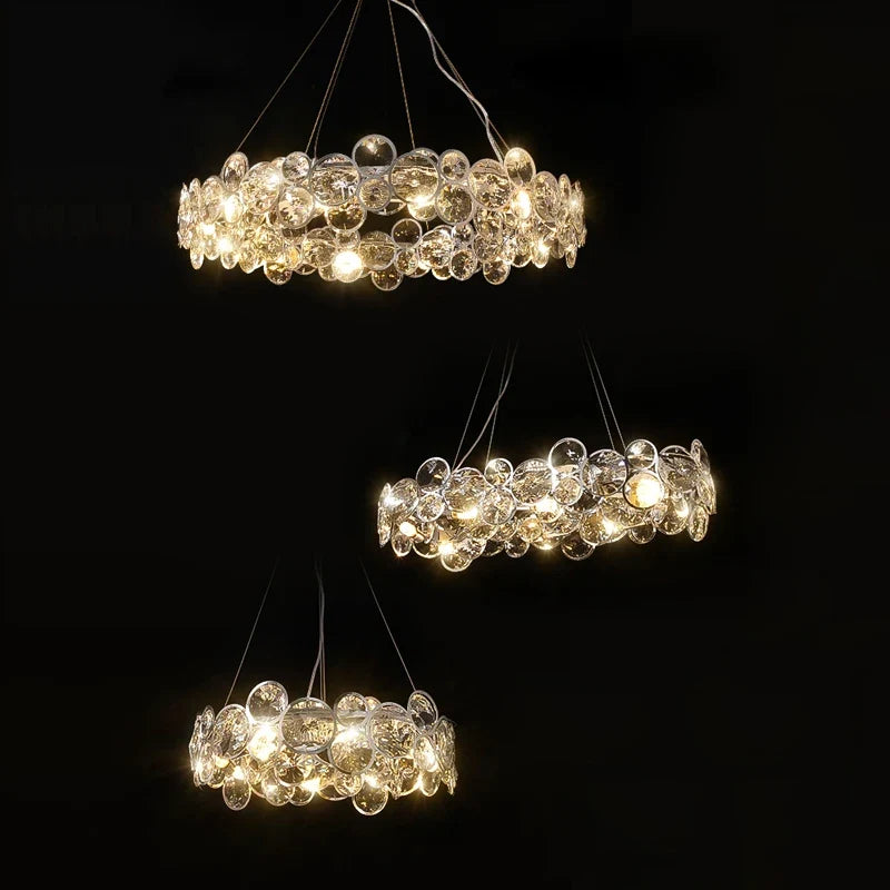 suspension à led en cristal avec intensité variable et anneau magique