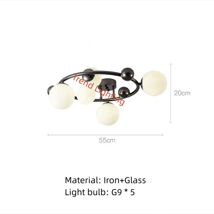 lustre moderne en métal et verre 	 réglable