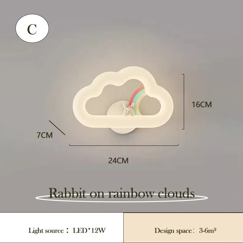 applique murale nuage arc-en-ciel à led pour chambre d'enfant