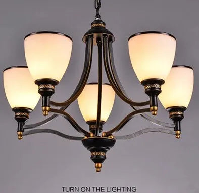 lustre vintage en fer et bronze style loft avec abat jour en verre