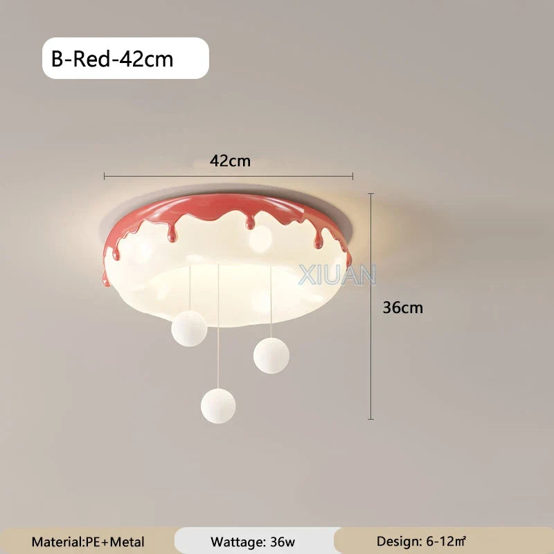Macron Coloful Donuts Lamp 42cm 52cm Bedroom Ceiling Light White Pink Green Coffee Children‘s Room Chandelier Lights Indoor LED