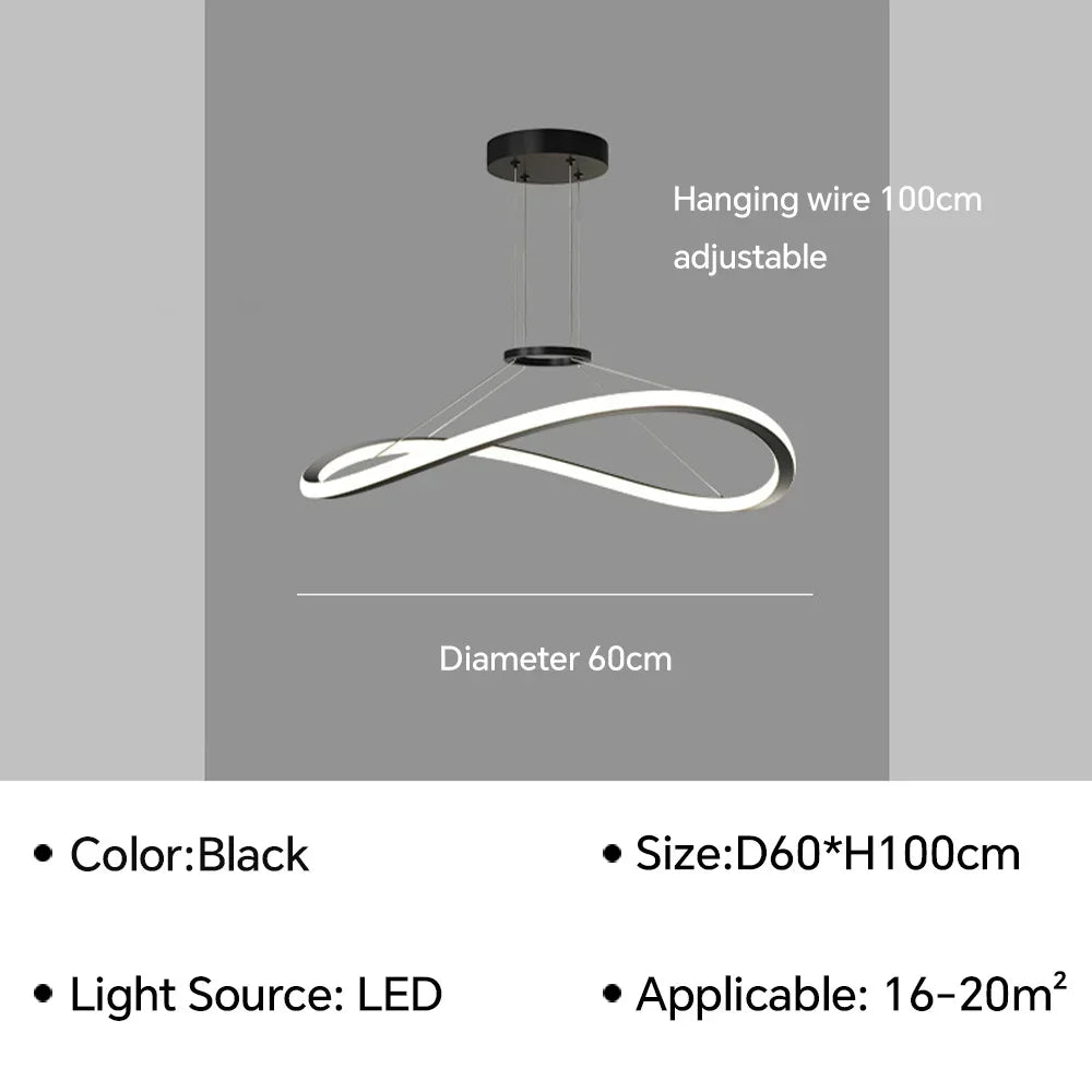 lustre moderne à led pour décoration intérieure réglable