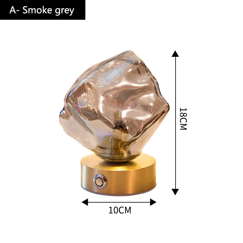 Lava Ice Cube Walnut Glass Bedside Chandelier, Lava Glass Table Lamp for Hallway Entry Bedroom Living Room Lighting  Home Light