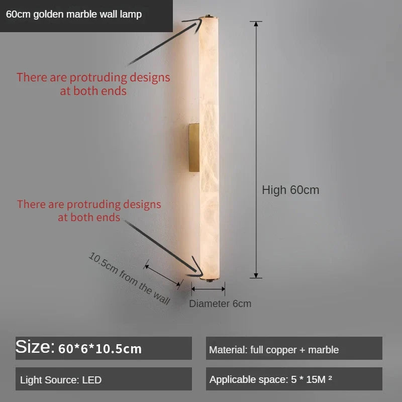 applique murale led en cuivre et marbre moderne luxe éclairage intérieur