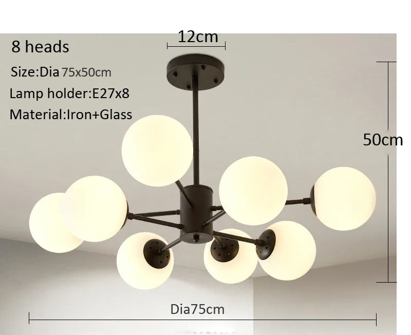 lustre moderne en verre pour intérieur lumineux