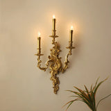 applique murale vintage rococo en laiton et cuivre
