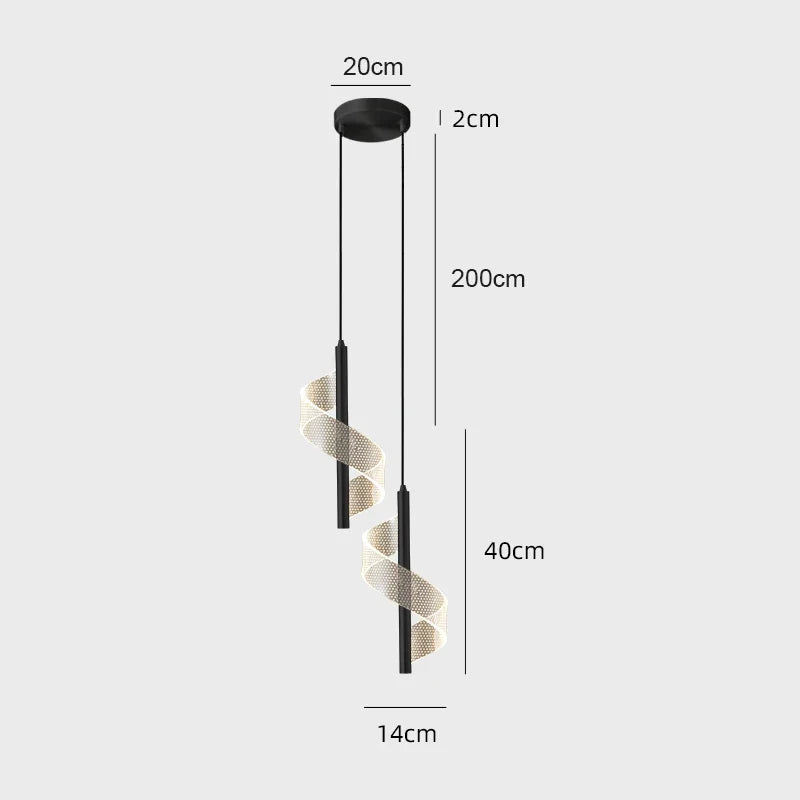 lustre moderne nordique twist light en acrylique pour intérieur élégant