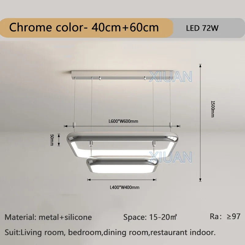 lustre moderne led suspension carrée perle pour maison
