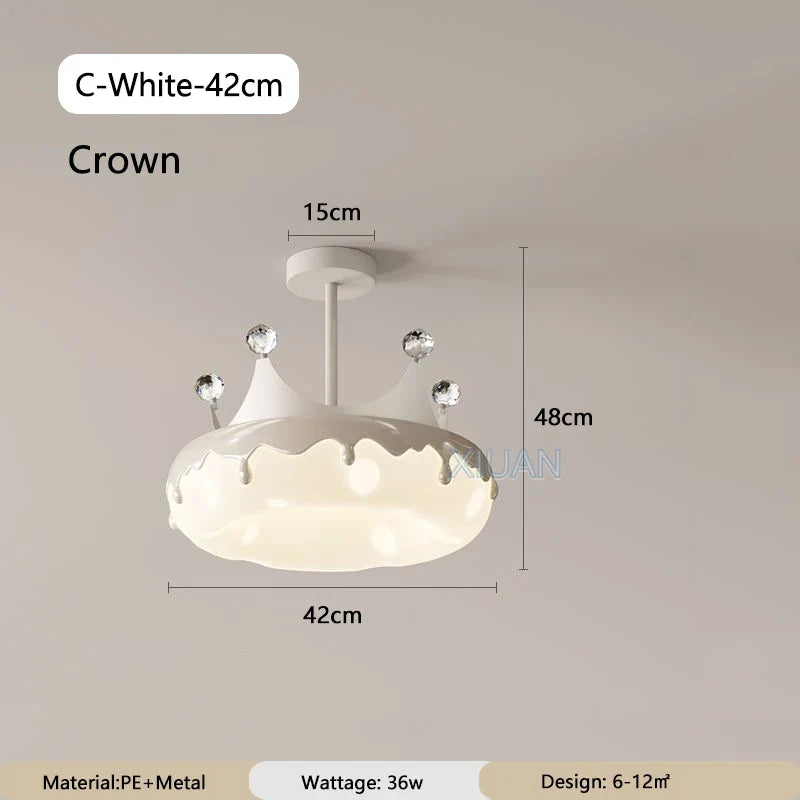 Creative Children Bedroom Chandelier Lamp with Pink Heart Bow Tie Crown Pendant Light for Princess Room Girl Nursery Baby Decor