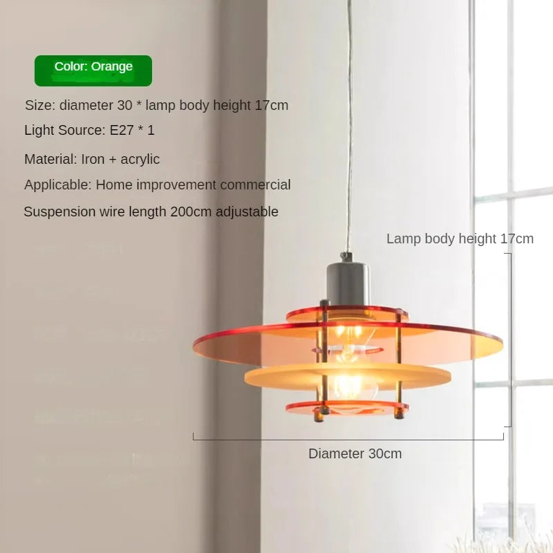 suspension à led en acrylique pour restaurant et magasin de vêtements