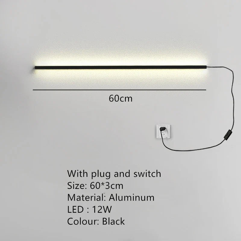 applique murale led moderne avec interrupteur à intensité variable