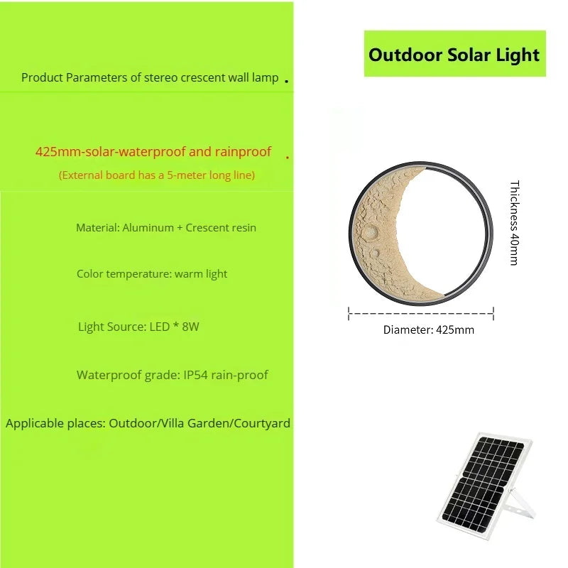 nouvelle applique murale lune led étanche moderne extérieur jardin résine