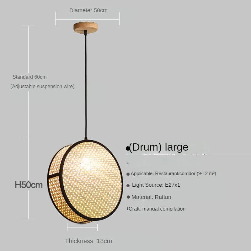 lustre en rotin tissé style créatif pour ambiance chaleureuse