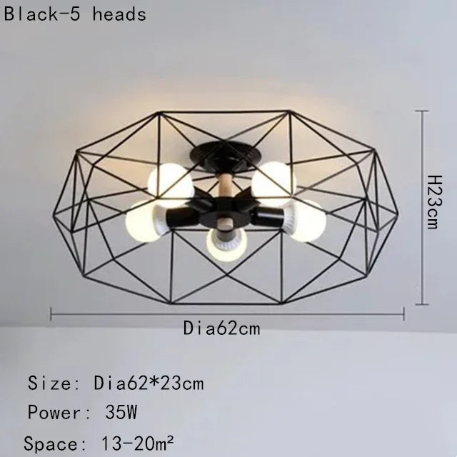 Hot Sale Multiple Heads Geometric Led Ceiling Lamp For Kitchen Item Living Room Bedroom Balcony Decorative Lighting Furniture