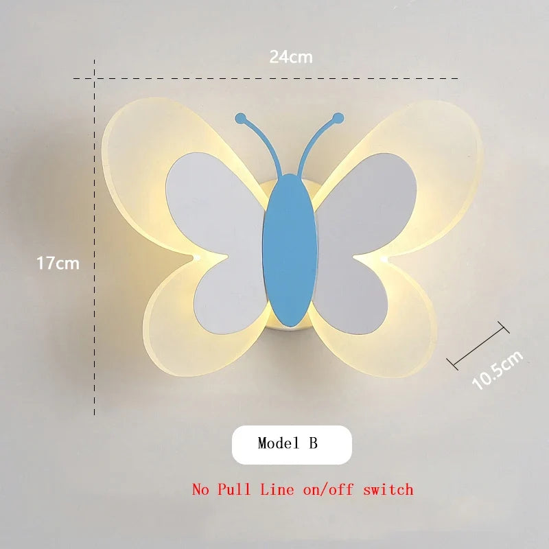 applique murale créative papillon dessin animé lumière led enfants