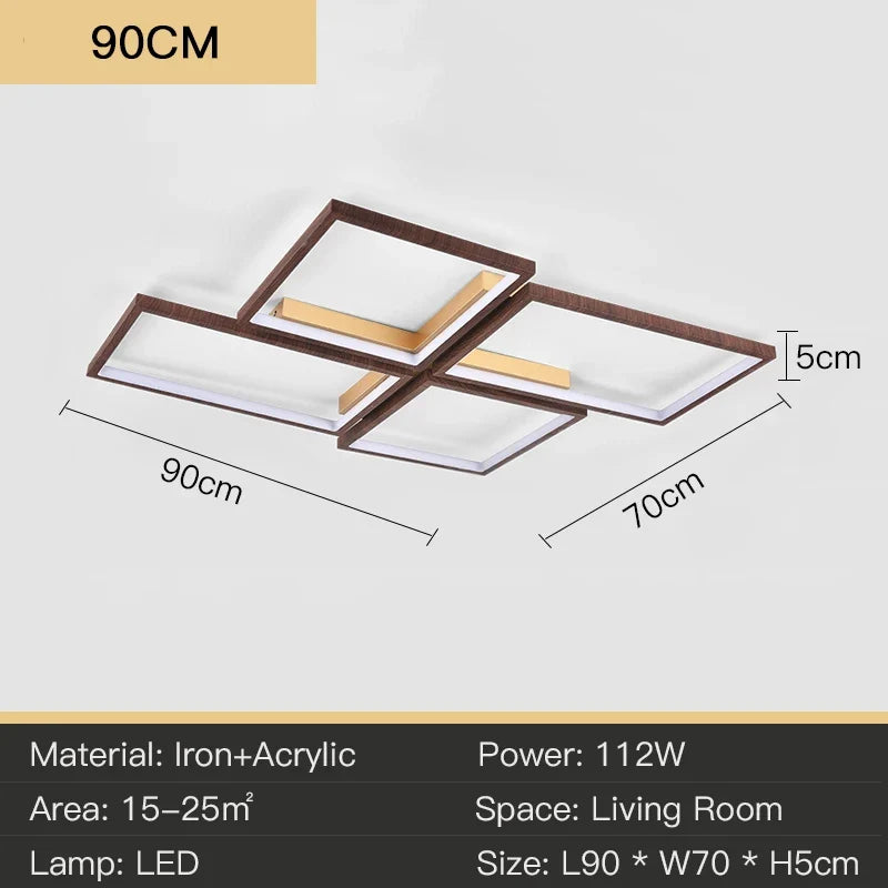 plafonnier led design moderne en métal et bois élégant