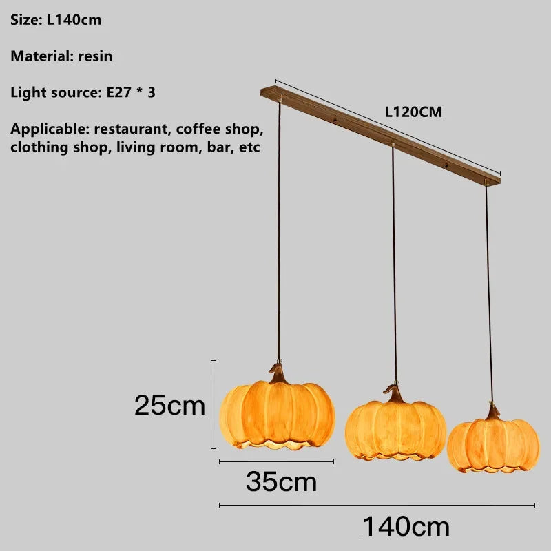 Designer Restaurant Island LED Chandelier Retro Resin Pumpkin Lamp Bedroom Wabi Sabi Pendant Lamps Home Decoration Light Fixture