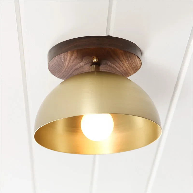 plafonnier en laiton nordique en bois massif design moderne pour décoration