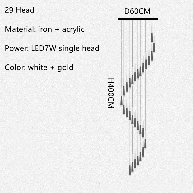 lustre led minimaliste moderne pour escalier duplex loft