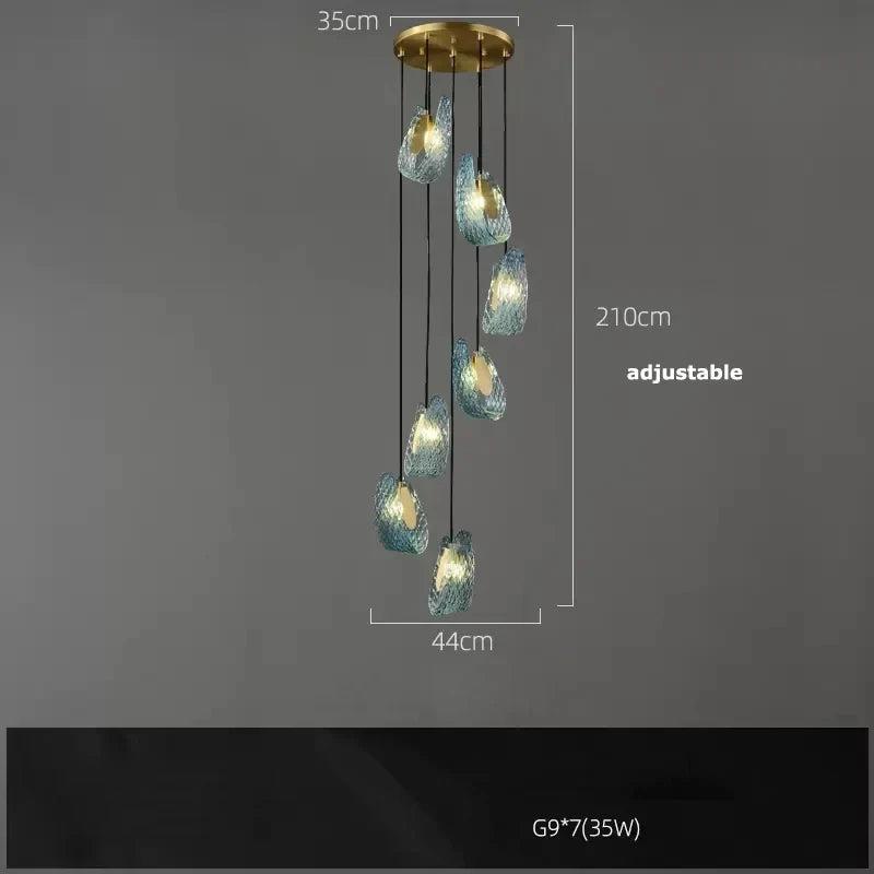 Suspension modernes en verre bleu lampes suspendues design pour couloir Bar chambre lustre Suspension Luminaire éclairage