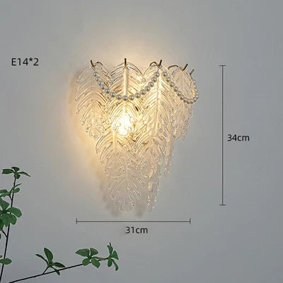 applique murale led en verre forme perle plume feuille coquille soleil fleur