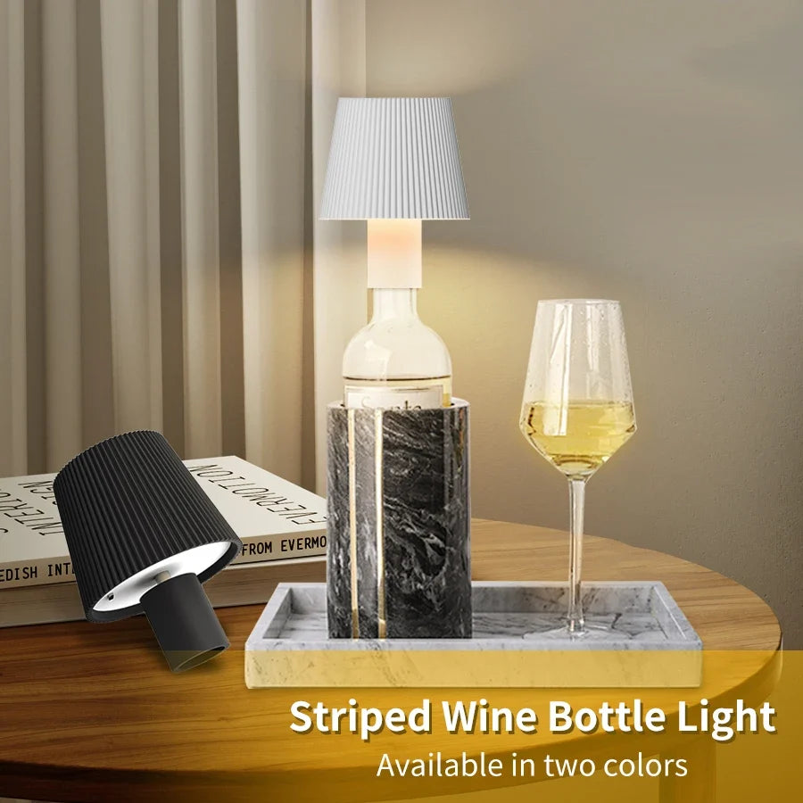 lampe de table led rechargeable rayée bouteille de vin interrupteur tactile décoratif