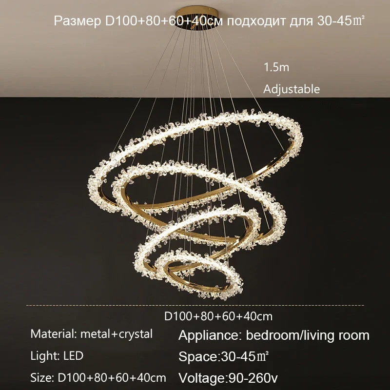 lustre moderne en cristal de luxe suspension décorative