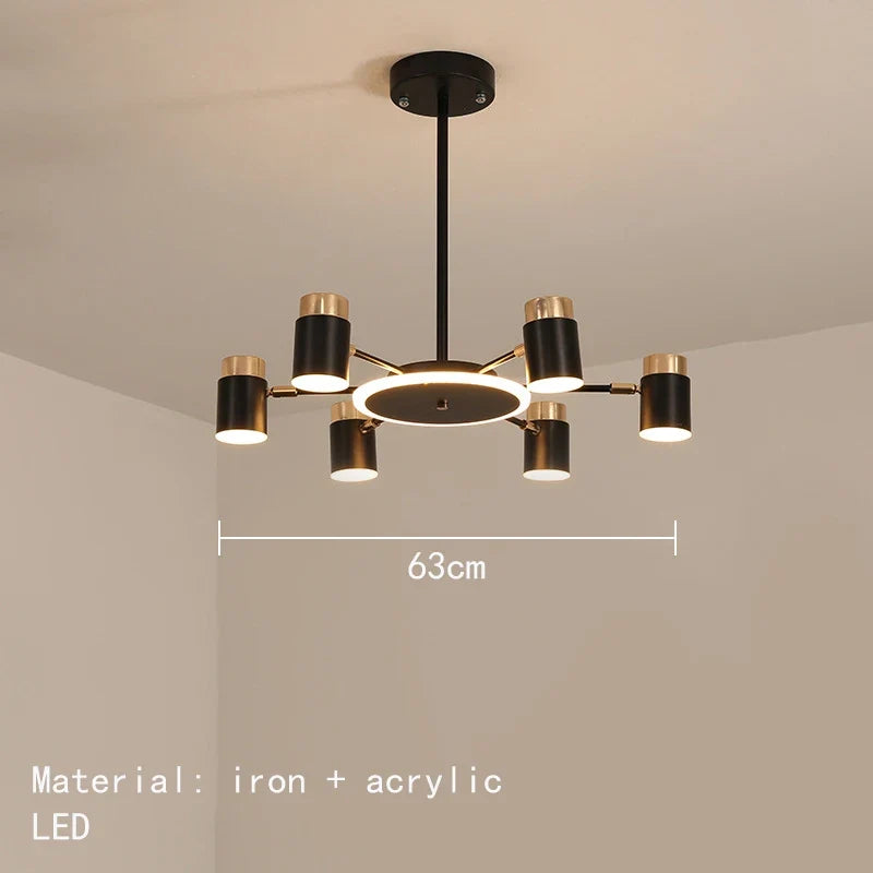 lustre led rotatif en métal pour éclairage de restaurant