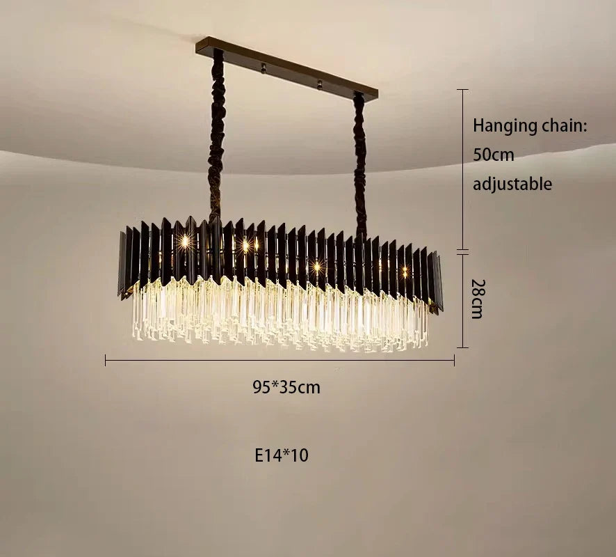 plafonnier led ovales en cristal à intensité variable en or noir