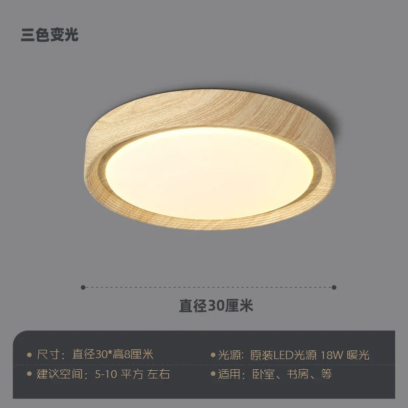 plafonnier led design nordique en bois et fer décoratif