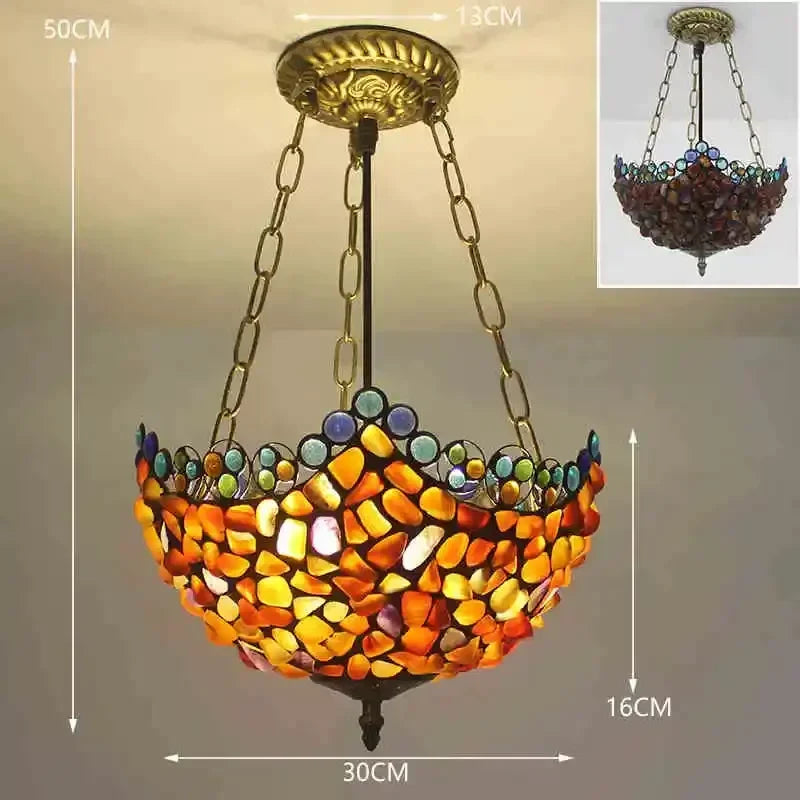 lustre en verre teinté style tiffany pour décoration intérieure suspendue
