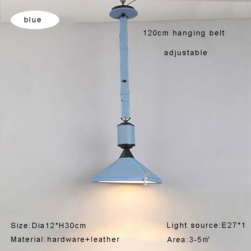 lustre led moderne avec ceinture en cuir décoration intérieure élégante