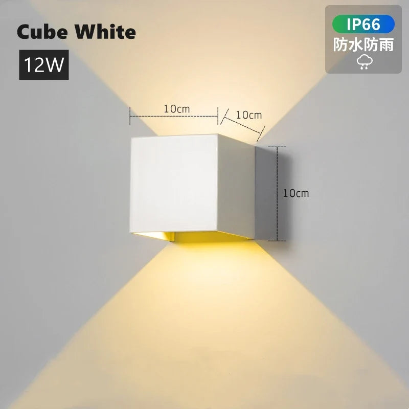 12W UP and Down Outdoor LED Wall Lamp PIR Motion Sensor Waterproof Garden Porch Light Adjustable Aluminum Wall Sconce Lighting