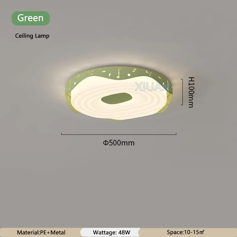 Nordic Kids Bedroom Pendant Lamps Pink Green Yellow Blue Rabbit Panda Bear Astronaut Children's Room Ceiling Light Round Shape