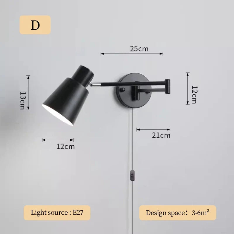 applique murale télescopique moderne lampe de lecture pliable minimaliste