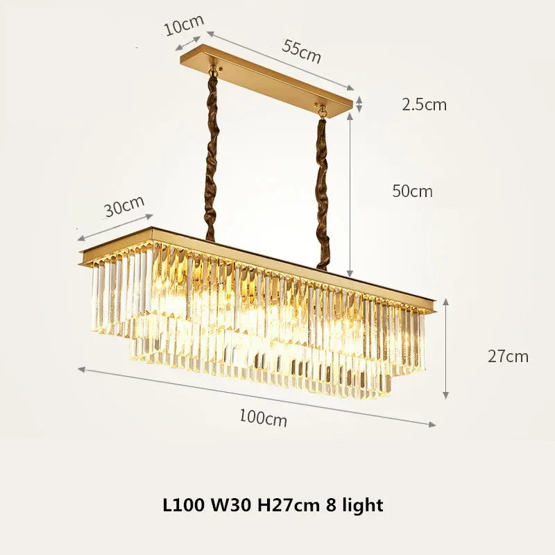 lustre rétro en métal avec chaîne suspendue et cristal