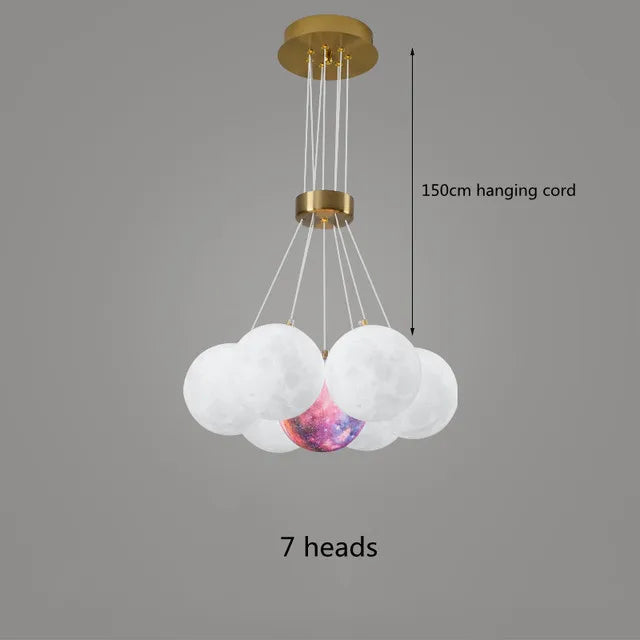 lustre nordique boule de verre planète lune imprimé en 3d éclairage créatif