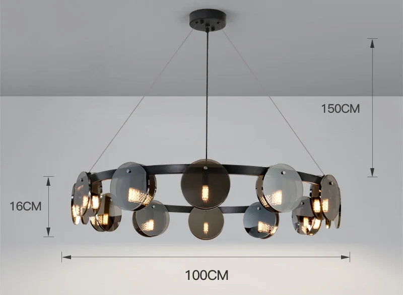 Suspension en verre noir moderne