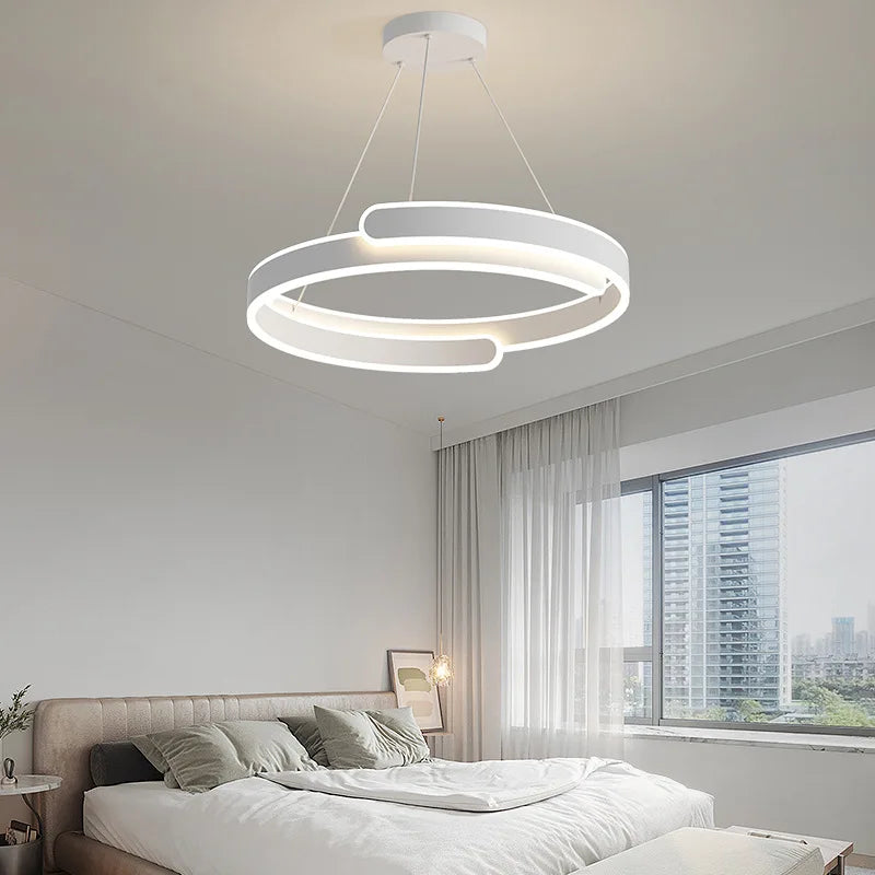Lustre Noir Blanc Moderne LED Pour Salon Salle à manger Cuisine Éclairage Intérieur Décor À La Maison