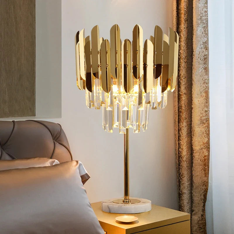 lampadaire post-moderne nordique en cristal doré led luxe