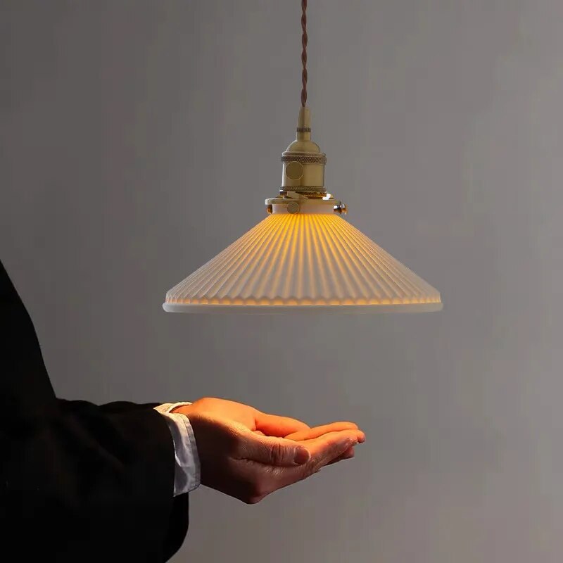 Suspension en céramique et cuivre au design nordique Vintage