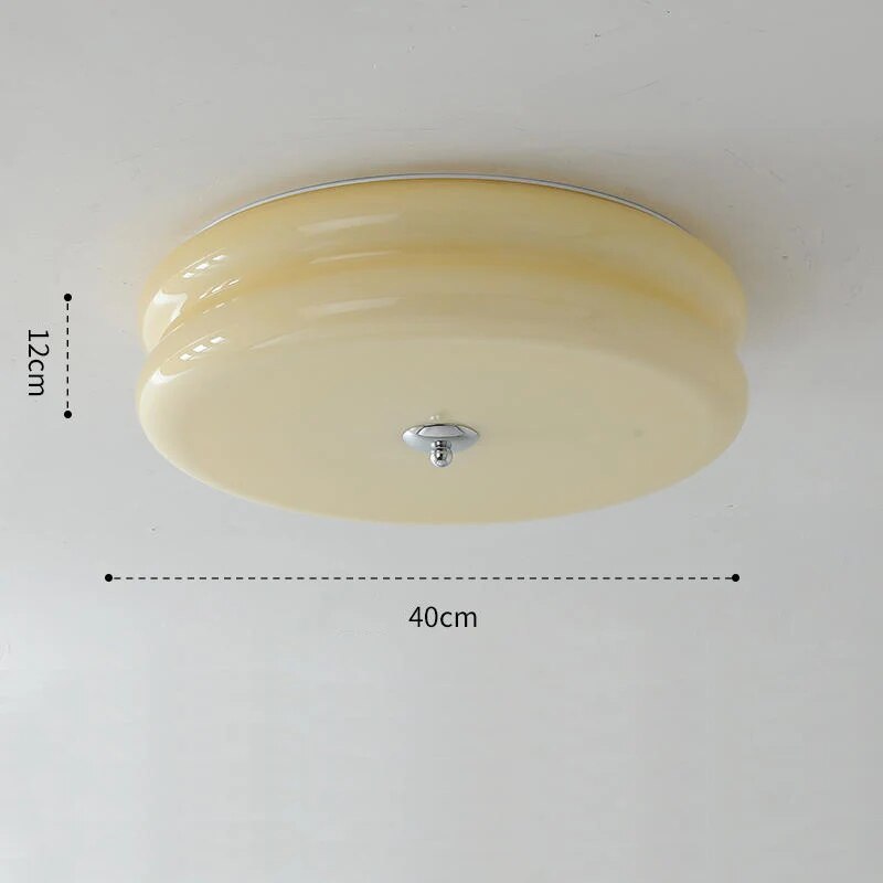 Plafonnier rétro français en verre crème pour chambre à coucher