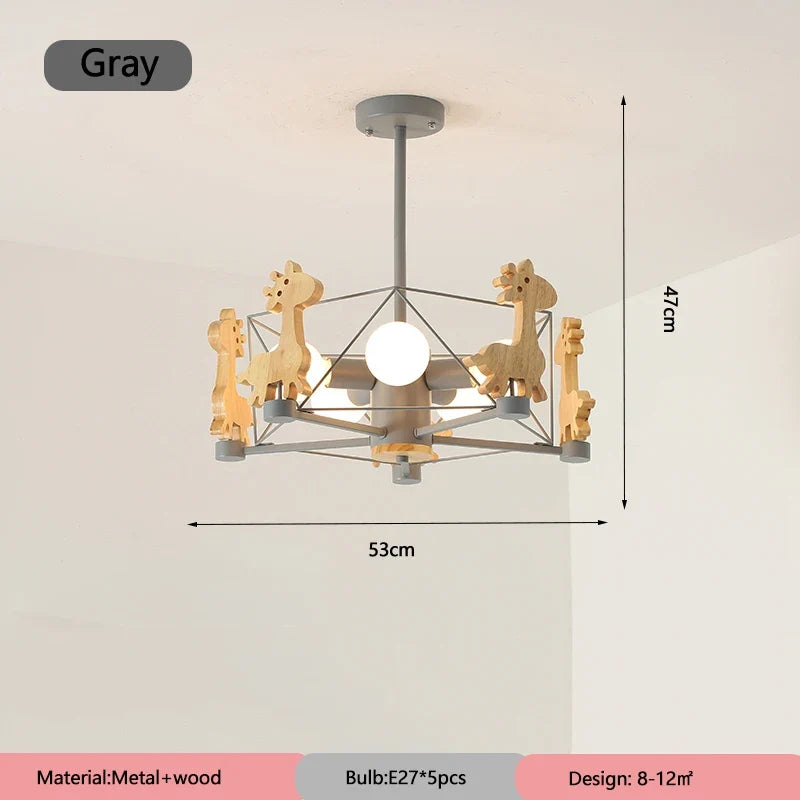 Kids Room Lighting Nordic Children Child Room Ceiling Light E27 Holder Star Diamond LED Suspension Wooden Hanging Lamp