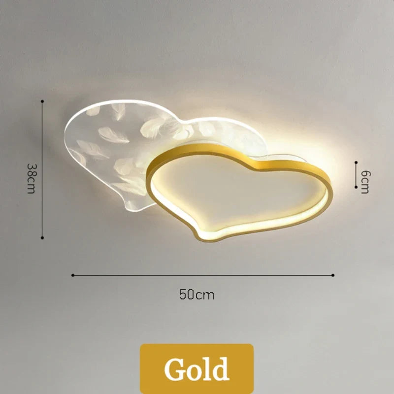 plafonnier moderne en plumes en forme de cœur pour décoration